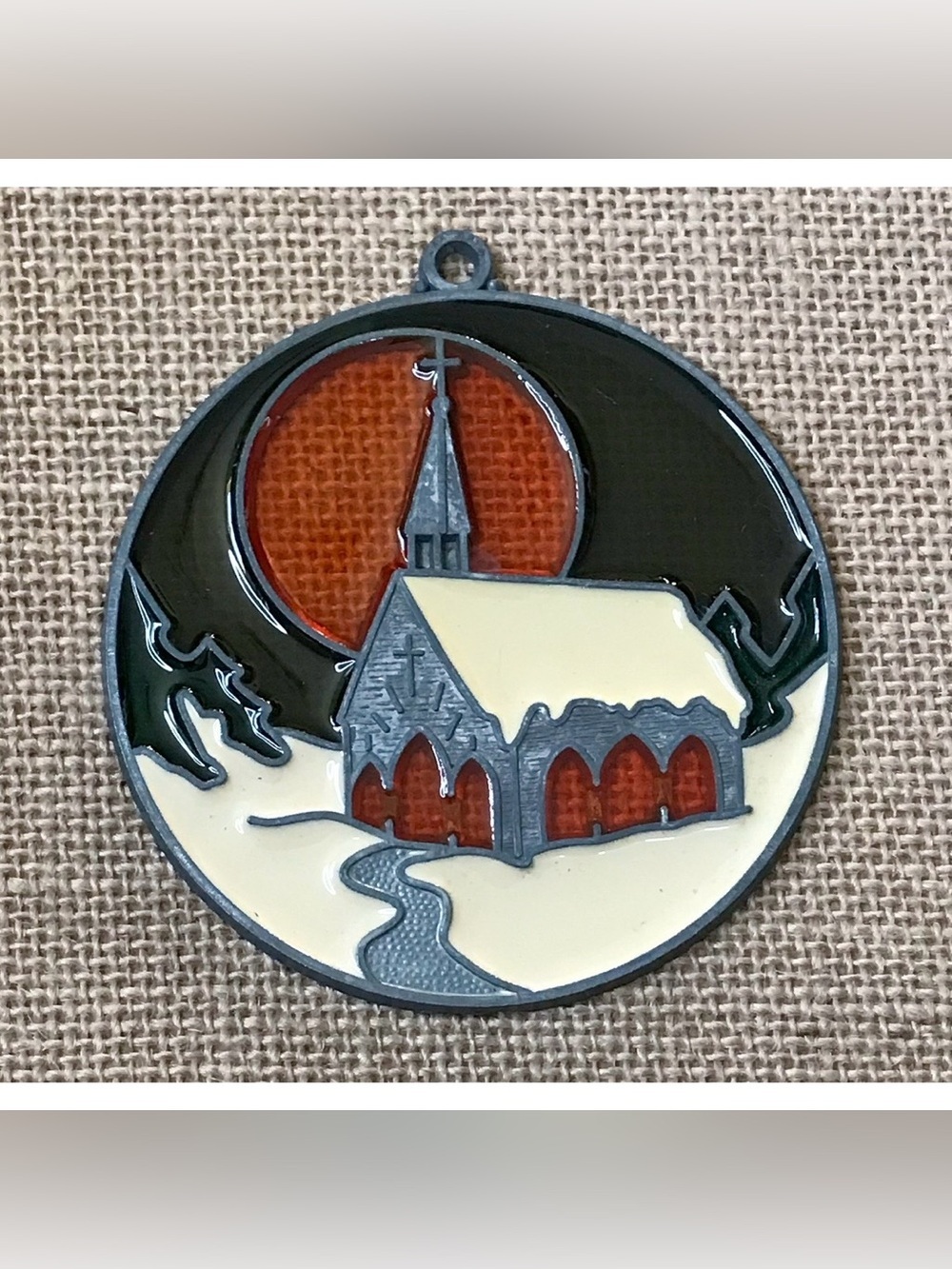 Vintage Church Stained Glass Suncatcher Christmas Winter Holiday Gothic Horror